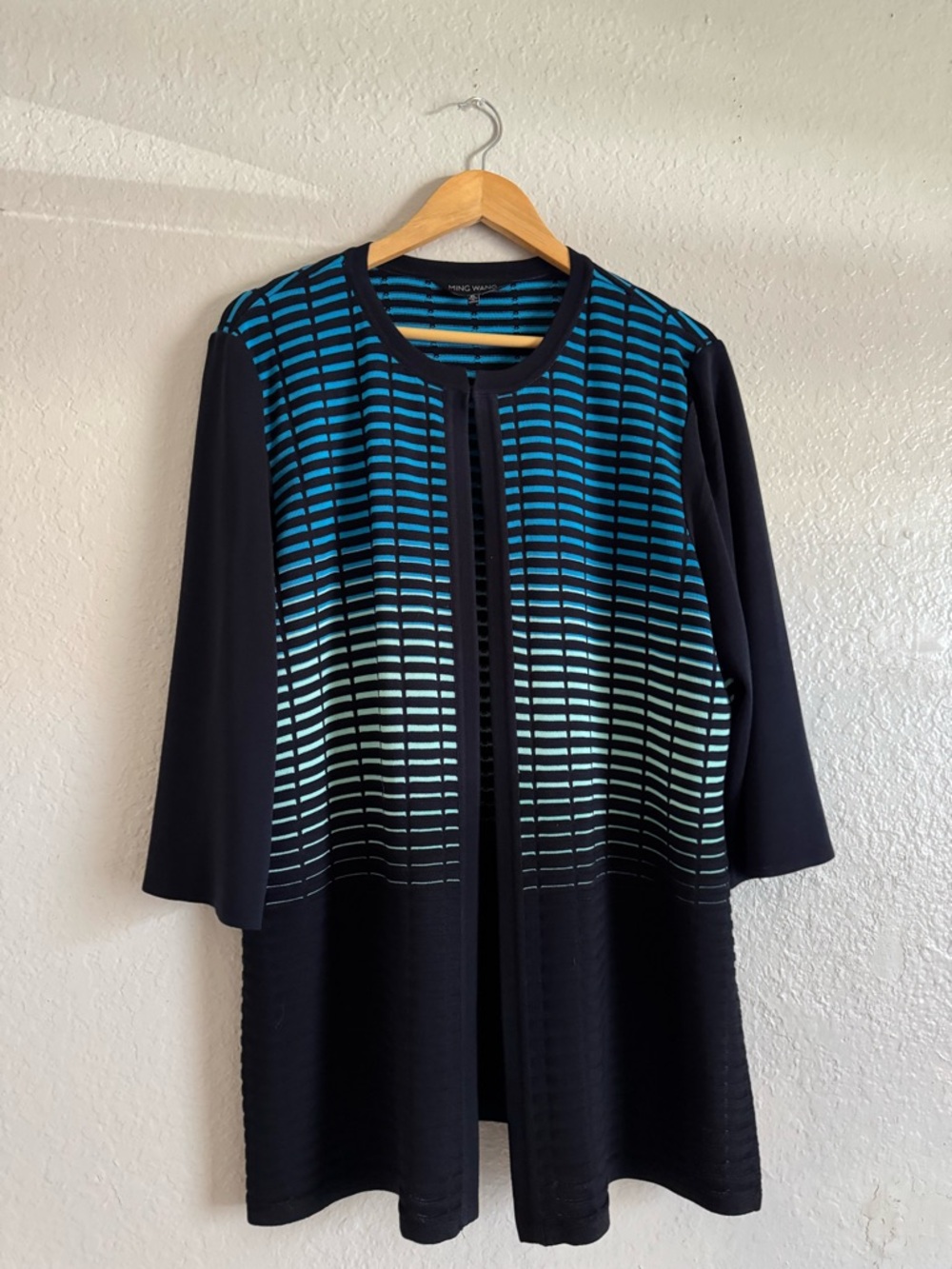 MING WANG Blue Gradient Long Sleeve Jacket